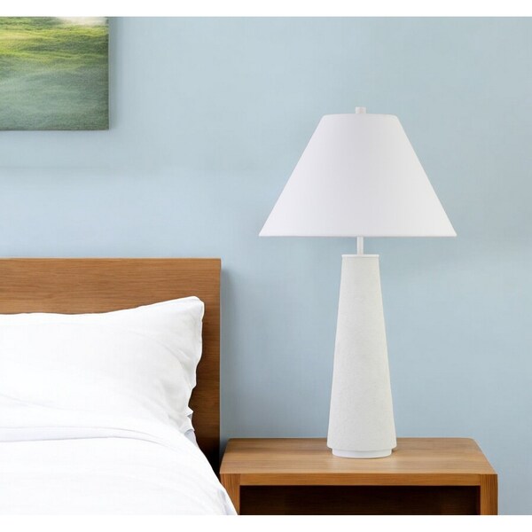 Homeroots 28" White Ceramic Table Lamp With White Cone Shade 524345 - main
