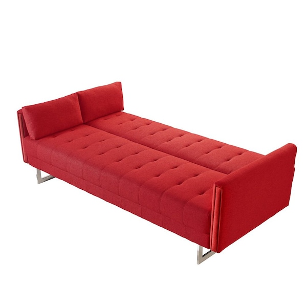 Homeroots 35" Red Fabric Foam Wood And Steel Sofa Bed 283859 - main