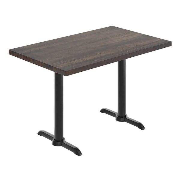 Flash Furniture Bennett 30 in x 48 in Solid Wood Indoor Tabletop in Dark Brown with Dual 5 in x 22 in Dining GSF-REC3048-DKBRN-T0522-GG - main