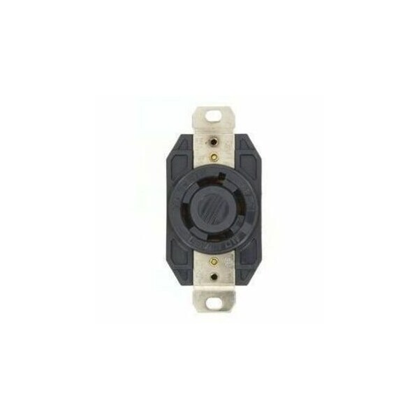 Leviton Flanged Locking Receptacle, L17-30R, 30 A, 600V AC, Three Phase, 3 Pole, Flush Mount, Black 2740 - main