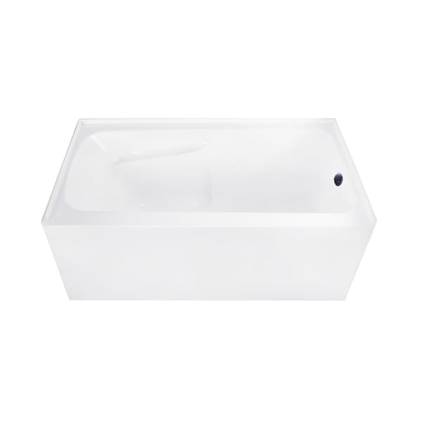 Kingston Brass 54" Acrylic Rectangular 3-Wall Alcove Tub Combo with Armrests and Drain in Glossy White/Matte Black CVTAP543023R0 - main