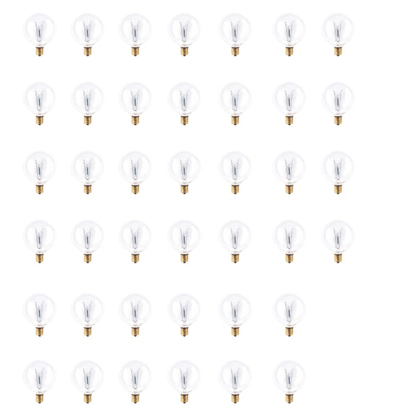 Bulbrite 15W Dimmable Clear G16.5 Incandescent Light Bulbs, Candelabra E12 Base, 2700K, 40PK 861172 - main