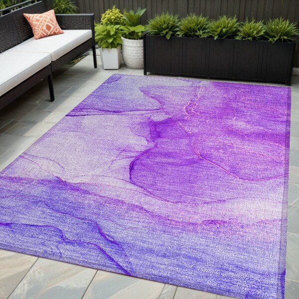 Homeroots 5' X 8' Purple Abstract Washable Non Skid Indoor Outdoor Area Rug 559770 - main