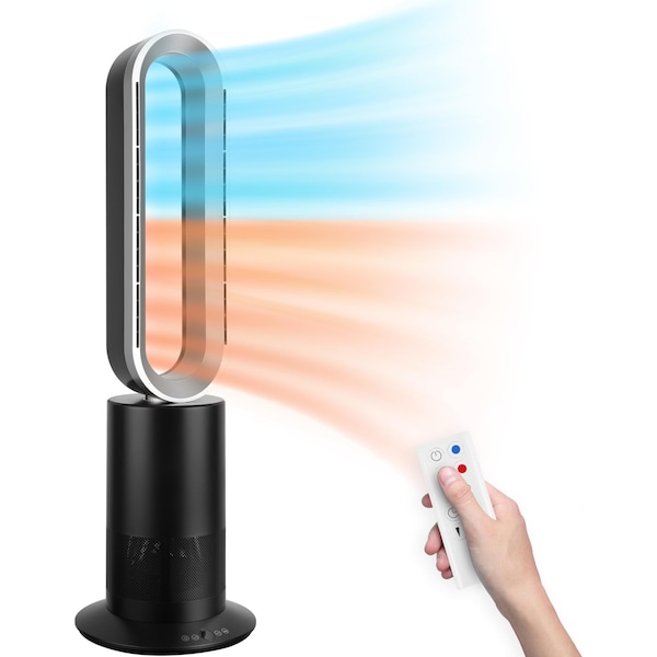Simple Deluxe 34 Inch Bladeless Tower Fan with Remove, Heater and Fan Combo for Indoor Use, Cooling Oscillating F HIFANXBLALES34BS01 - main