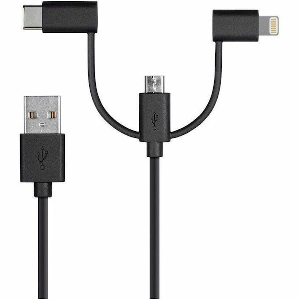 Monoprice Apple MFi Certified USB to Micro USB + USB Type-C + Lightning 3 in 1 C 18789 - main