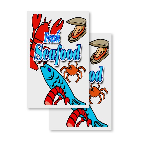 Signmission Fresh Seafood, Vinyl Decals Only 24 Inch x 36 Inch, Vinyl Decal, 2PK DSB-2436-2PACK-Fresh Seafood - main