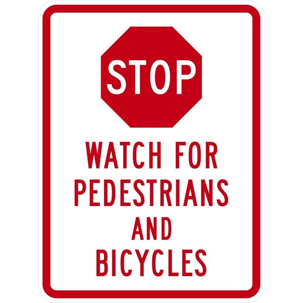 Lyle Stop Watch For Pedestrians And Bicycles, 18x24, High Intensity Prismatic, White G-10666-HI_18x24 - main