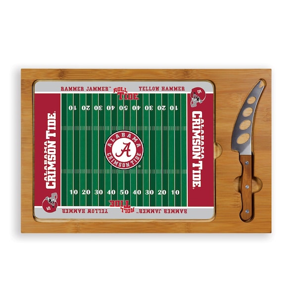 Picnic Time Family Of Brands NCAA Alabama Crimson Tide Icon Glass Top Cutting Board & Knife Set 910-00-505-004-0 - main