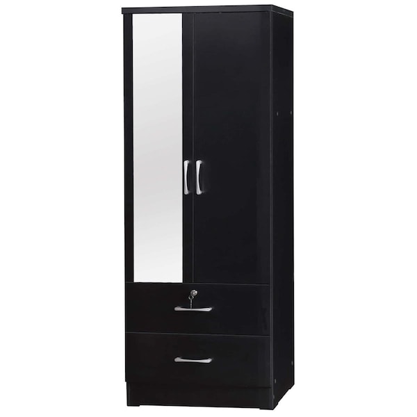 Latestluxury Grace Armoire Wardrobe Cabinet with Mirror & Drawers, Black LA3356190 - main