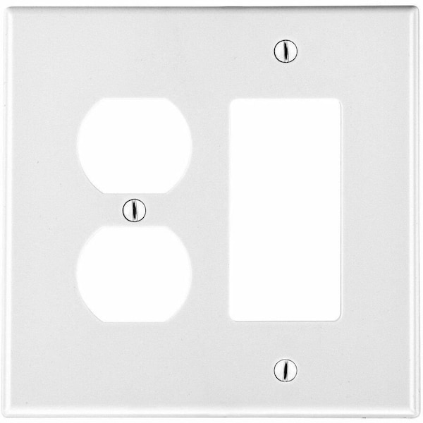 Hubbell Wiring Device-Kellems WALLPLT, M-SIZE, 2-G, 1) DUP 1) DEC, WH PJ826W - main