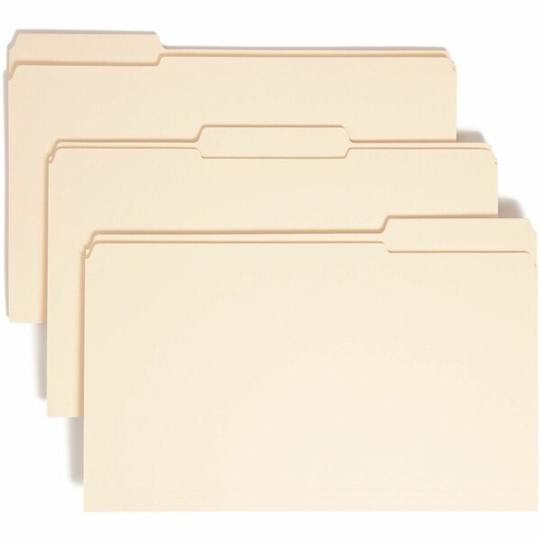 Smead FILE FOLDERS, 1/3 CUT ASSORTED, REINFORCED TOP TAB, LEGAL, MANILA, 100PK 15334 - main