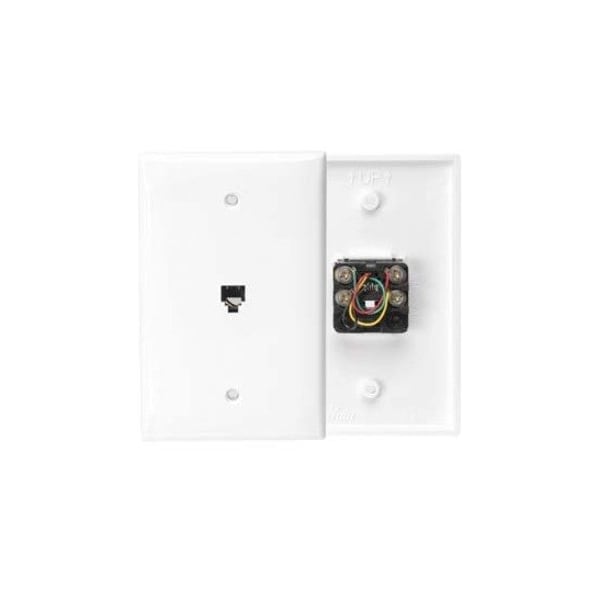 Leviton Telephone Wall Jack, White 40539-PMW - main