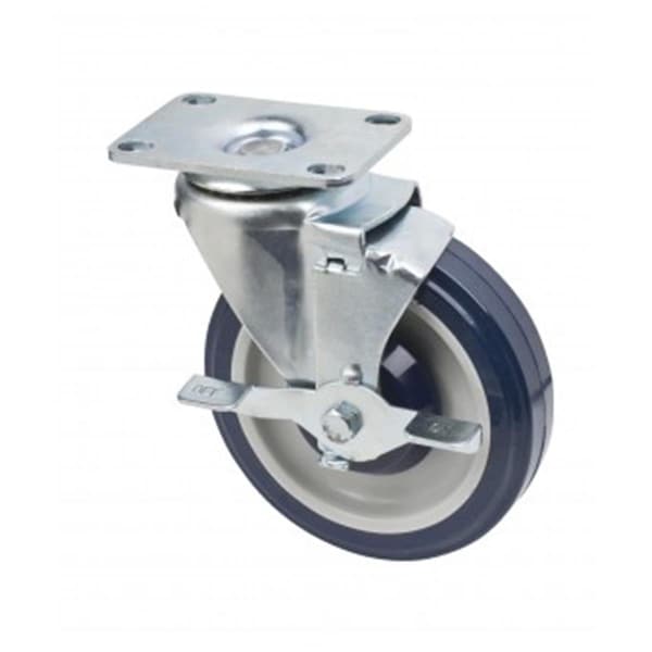 Focus Foodservice , 5 in. plate casters with brakes. 2.37 in. x 3.62 in. rectangle plate, 4PK FPCST2X35 - main