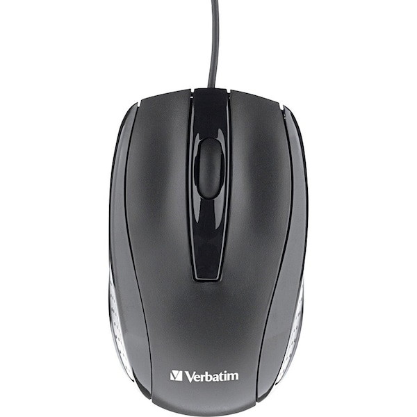 Verbatim Corded Optical Mouse - Black - Optical - Cable - Black - Scroll Wheel - 1 Each 70733 - main