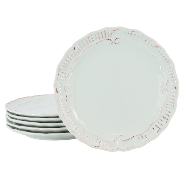 Modern Southern Home Capri 6 Piece 9 Inch Stoneware Embossed Dessert Plate Set in Egg Blue 750120976M - main