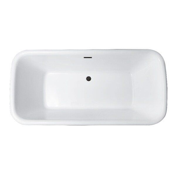 Kingston Brass 71-Inch Acrylic Oval Rectangular Double Ended Pedestal Tub with Drain, No Faucet Drillings VTDE713524C410 - main