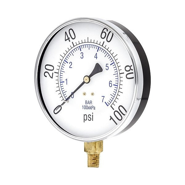 Zoro Select Pressure Gauge, 1/4 in NPT, Bottom Location 101D-454E - main