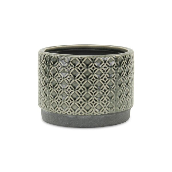 Cheungs 6.75 x 6.75 x 5 in. Zajedani Wide Lattice Pot, Gray 5781GR-L - main