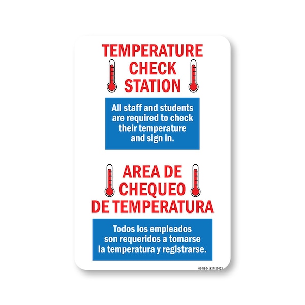 Signmission Public Safety Sign, Temperature Check Station Spanish, 24in X 18in Decal, OS-NS-D-1824-25433 OS-NS-D-1824-25433 - main