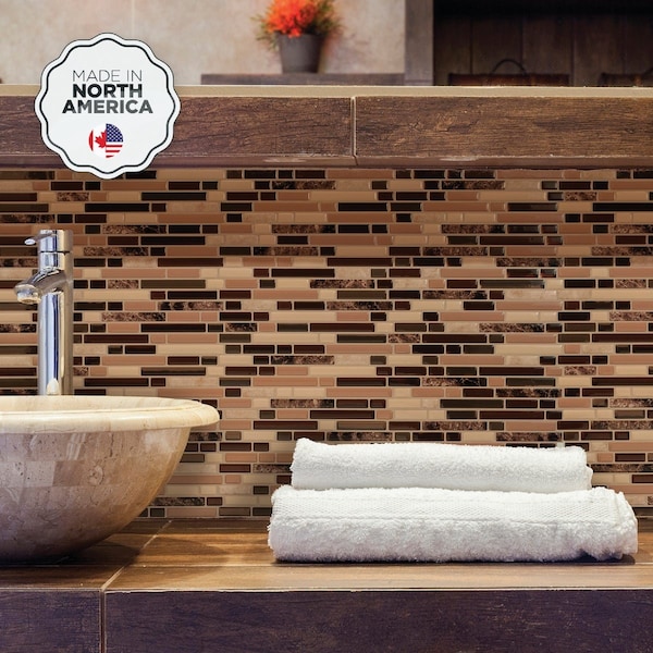 Smart Tiles Approx. 10''x10'' Glass-Like Vinyl Backsplash Peel & Stick Bellagio Keystone Mosaic, 4PK SM1034-4 - main
