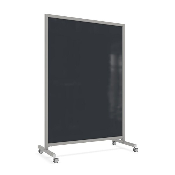 Ghent EZ Mobile Glassboard, Aluminum Frame, Non-Magnetic, 75"H x 50"W, Black EZ1NA7550BK - main