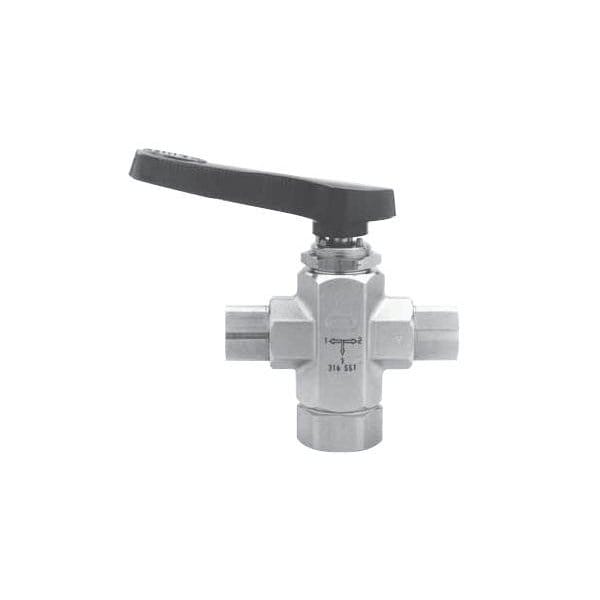 Hoke 7600 Series 3-Way Switching Ball Valves - 1/4in FNPT All Ports, 6000 PSI, 0 Deg. To 250 Deg. F 7644F4Y - main