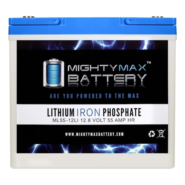 Mighty Max Battery ML55-12LI - 12 Volt 55 AH Deep Cycle Lithium Iron Phosphate (LiFePO4) Rechargeable Battery MAX3906495 - main