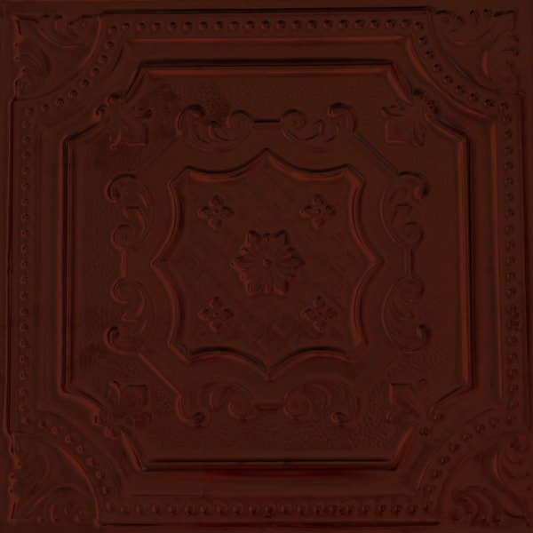Shanko All Day Tony Pattern612 Antique Crimson Surface Mount Vintage HandPainted Standard CeilingTiles, 6PK ADT612-NU-STD-ATCRS-6 - main