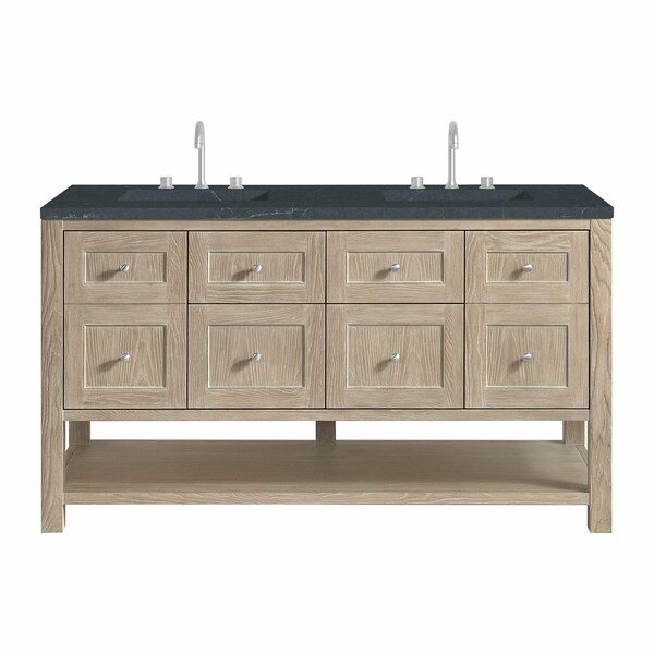James Martin Vanities Breckenridge 60 in. Double Vanity, Whitewashed Oak, w/ 3 CM Charcoal Soapstone Quartz Top 330-V60D-WWO-3CSP - main