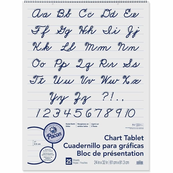 Pacon Chart Tablet, Cursive Cover, 1" Ruled, 24 x 32", 25 Sht/Tablet, PK2 74610 - main