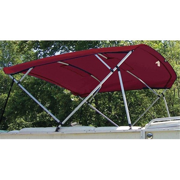 Carver 8PONRCLA08 8 x 96-102 in. Burgundy Sunbrella Acrylic 4-Bow Pontoon Bimini Canvas C4V-8PONRCLA08 - main