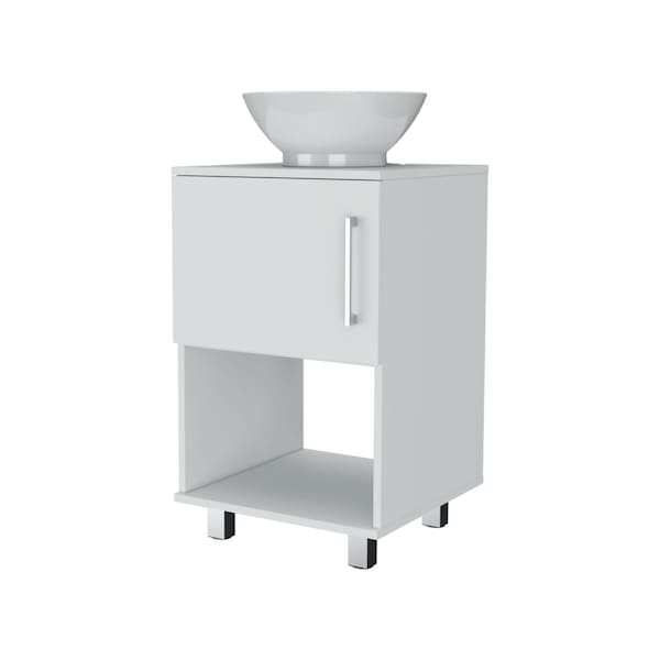 Homeroots 18" White And Silver Wood Freestanding Bathroom Vanity With White Sink 543632 - main