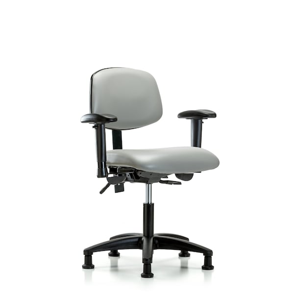 Blue Ridge Ergonomics Desk Chair Desk Chair, Vinyl, Tilt AA Glides, Dov, Adjustable Arms, 18" to 23" Height, Vinyl, Dove BR-VDHCH-RG-T1-A1-RG-8567 - main