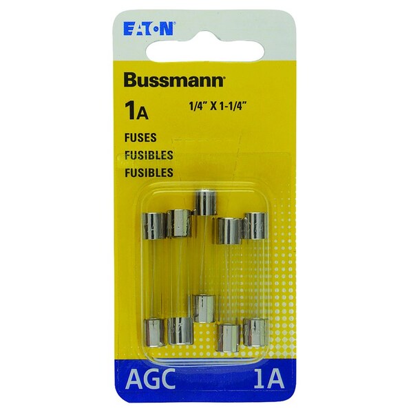 Eaton Bussmann Bussmann 1 amps AGC Clear Glass Tube Fuse, 10PK BP/AGC-1-RP - main