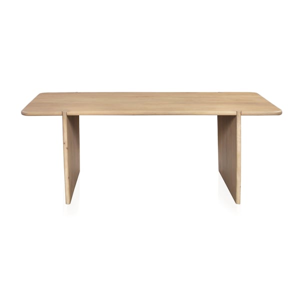 Homeroots 80" Natural Wood Double Pedestal Base Dining Table 654554 - main