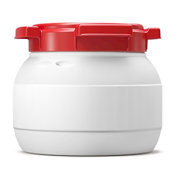Curtec Drum with lid, PE, 2, 9L, white - red 7002-58-046 - main