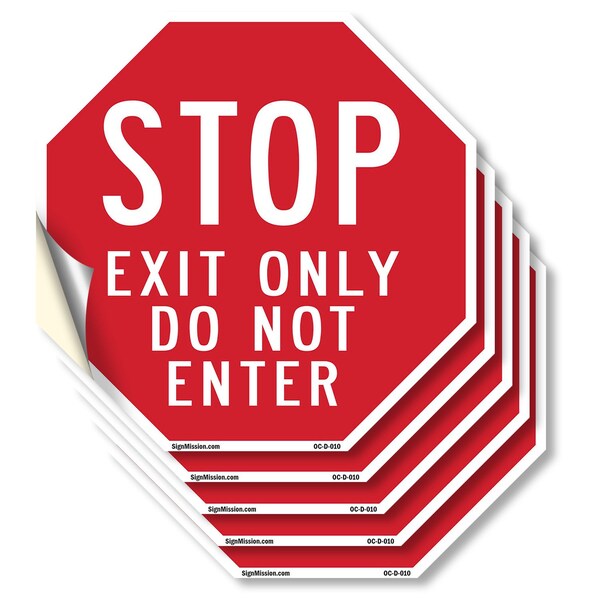 Signmission Stop Exit Only Do Not Enter, 4 inch X 4 inch, Vinyl Decal, 5PK OC-D-5PACK-4-10 - main