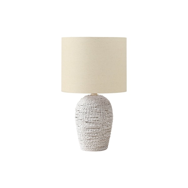 Monarch Specialties Lighting, 17"h, Table Lamp, White Rattan, Beige Shade, Transitional I 9855 - main