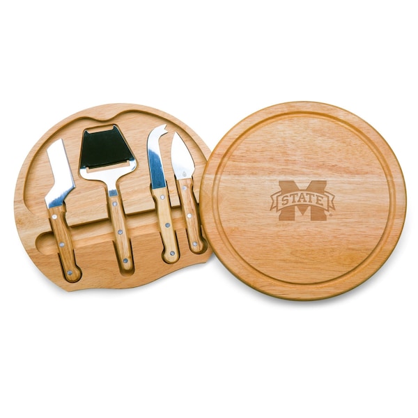 Picnic Time Family Of Brands NCAA Mississippi State Bulldogs Circo Cheese Board and Knife Set - Charcuterie Board Set 854-00-505-383-0 - main