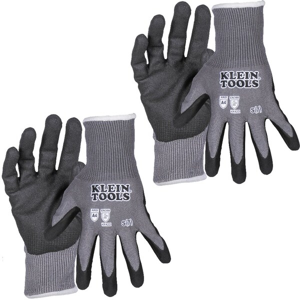 Klein Tools A4 Cut Knit Dipped Gloves, S, 2-Pr, Cut Level A4 , Dipped , Microfoam nitrile , Small 2 PK 60587 - main