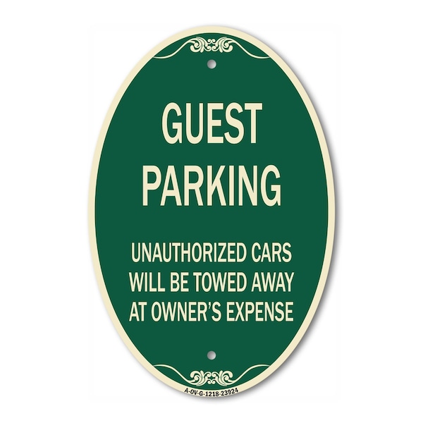 Signmission Guest Parking Unauthorized Cars Will Be Towed, 12 In X 18 In Architectural, Heavy Gauge Aluminum A-OV-G-1218-23924 - main
