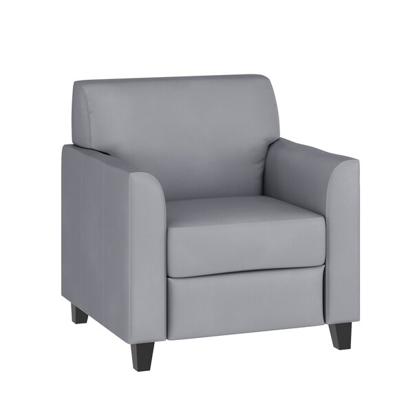 Flash Furniture Contemporary Chair, Gray Back, 30-1/2 in W 29" L 31-1/2" H, Flared, Leather Seat BT-827-1-GY-GG - main