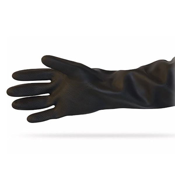 Safety Zone Flock Lined Rubber 40 mil 16 in Gloves - Black, Lrg - 12 Pairs GRBU-LG-6T - main