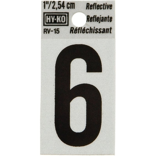 Hy-Ko Number House 6 1In Refl Blk RV-15/6 - main