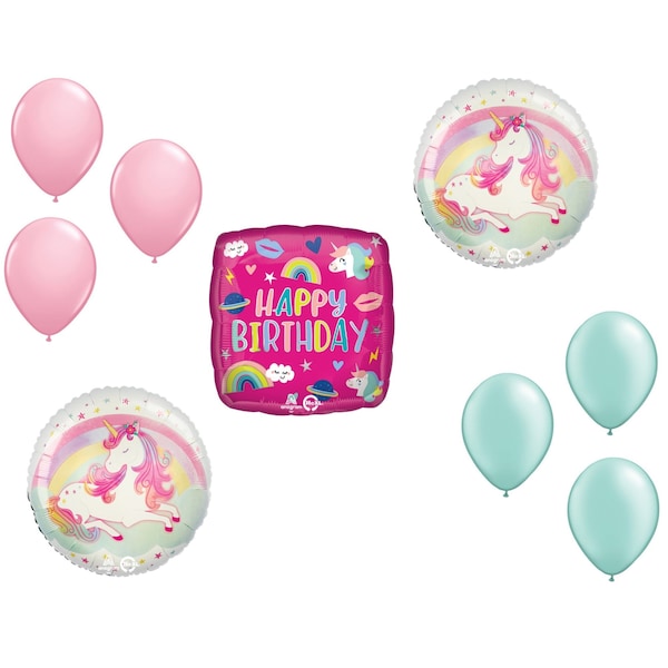 Loonballoon Unicorn Theme Balloon Set, 2x Birthday Unicorn Trendy Icons Balloon 81655-86533 - main