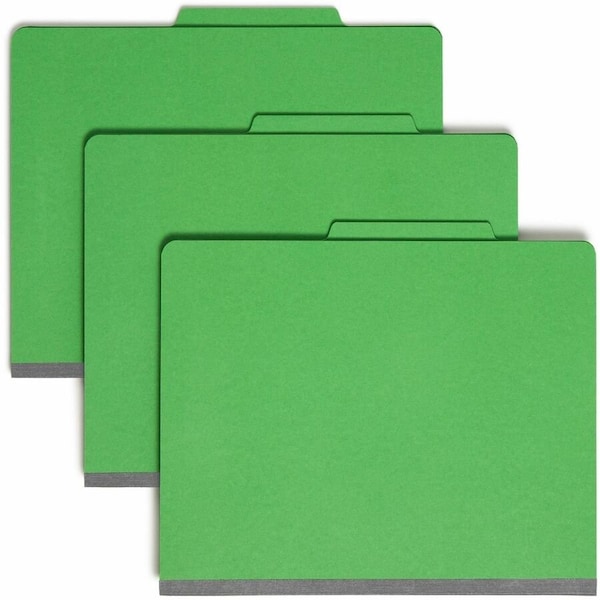 Smead Top Tab Classification Folders, Two Dividers, Six-Section, Green, 10/Box 14002 - main
