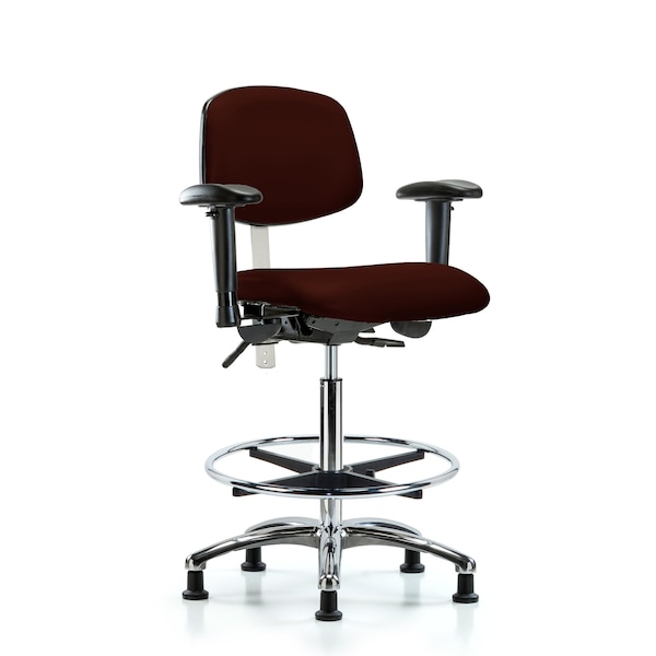Blue Ridge Ergonomics Hi Bench Chair, Vinyl, CF, Glds, Burg, CL100, 6-Way Adjustable, 26" to 35-1/2" Height, Burgundy BR-NCR-VHBCH-CR-T0-A1-CF-RG-8569 - main