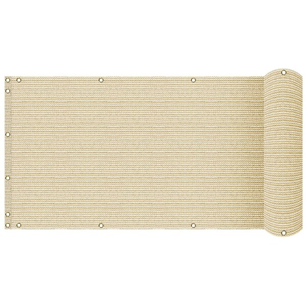 Wrightmaster 3 ft. x 50 ft. Beige Balcony Privacy Fence Screen with UV Blockage for Balcony Porch Patio Deck Yard ZR-0350TN - main