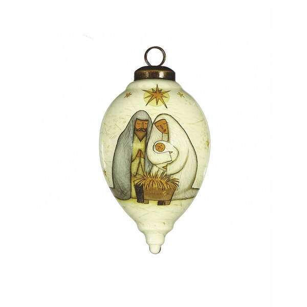 Homeroots Nativity Holy Family Hand Painted Mouth Blown Glass Ornament 477475 - main