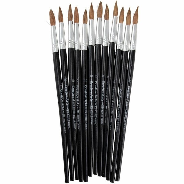 Charles Leonard CLI Round Camel Hair Paint Brushes, No. 10, Aluminum Ferrule, Wood Handle, 12/Dozen 73510 - main